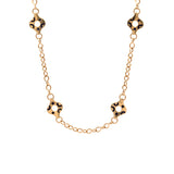 18K Yellow Gold Chain Necklace With Blue Enameled Stations, 33 Inches