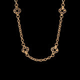 18K Yellow Gold Chain Necklace With Blue Enameled Stations, 33 Inches