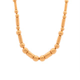 24K And 18K Yellow Gold Classic Barrell And Bead Necklace, 17 Inches