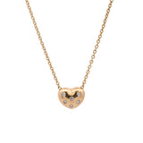 14K Yellow Gold Puffed Heart Pendant with diamond accents on 17 Inch Cable Chain