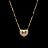 14K Yellow Gold Puffed Heart Pendant with diamond accents on 17 Inch Cable Chain