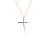 14K Yellow Gold Curved Cross With 18 Inch Chain