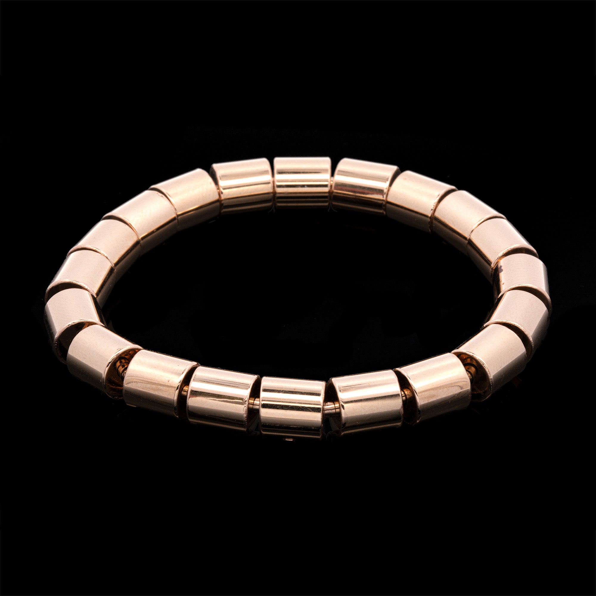 Men's Leather Bracelet with Stainless Steel Rose Gold Colour Details -  MEN'S VECTOR
