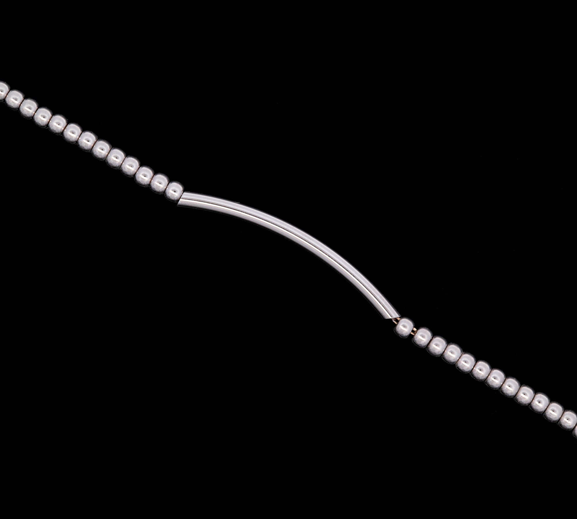 14K White Gold Bead And Bar Bracelet