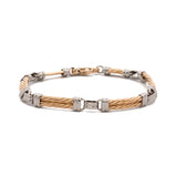 18K Yellow And White Gold Two Row Alternating Twist Rope Link Bracelet With Nameplate