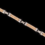 18K Yellow And White Gold Two Row Alternating Twist Rope Link Bracelet With Nameplate