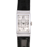 28mm Platinum "Hamilton" Watch With Diamond Markers And Leather Strap, Circa 1940s