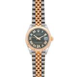 31mm 18K Yellow Gold And Stainless Steel Rolex DateJust With Olive Green Dial And Jubilee Strap