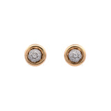 Platinum And 18K Yellow Gold "Tiffany & Co." Pave Diamond Ball Stud Earrings With Jackets
