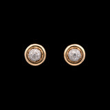 Platinum And 18K Yellow Gold "Tiffany & Co." Pave Diamond Ball Stud Earrings With Jackets