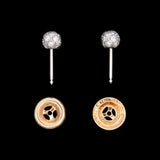 Platinum And 18K Yellow Gold "Tiffany & Co." Pave Diamond Ball Stud Earrings With Jackets