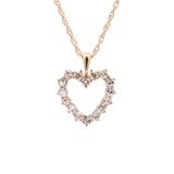 Custom 18K Yellow Gold Old Mine Cut Diamond Heart Pendant With 2mm Diamond Cut Cable Link Chain, 20 Inches