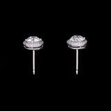 Platinum Old European Cut Diamond Stud Earrings With Diamond Halo