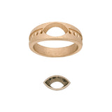Custom 14K Yellow And White Gold Tapered Ring With Bezel Set Marquise Diamond And Channel Set Round Brilliant Cut Accent Diamonds