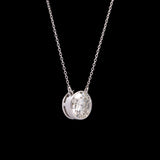 Custom Platinum Thin Bezel Set Round Brilliant Cut Diamond Solitaire Necklace With 20 Inch 1mm Diamond Cut Cable Chain With Lobster Clasp
