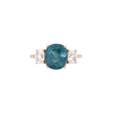 Custom 14K Yellow Gold Antique Cushion Cut Aquamarine And Oval Diamond Engagement Ring