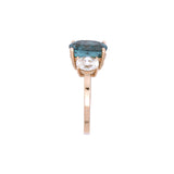 Custom 14K Yellow Gold Antique Cushion Cut Aquamarine And Oval Diamond Engagement Ring