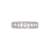 Custom 14K White Gold Eleven Round Diamond Channel Band With Diamond Accents On Edges
