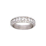 Custom 14K White Gold Eleven Round Diamond Channel Band With Diamond Accents On Edges