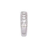 Custom 14K White Gold Eleven Round Diamond Channel Band With Diamond Accents On Edges