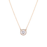 Custom 18K Yellow Gold Diamond Halo Pendant With 18 Inch 1.25mm Cable Chain