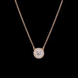 Custom 18K Yellow Gold Diamond Halo Pendant With 18 Inch 1.25mm Cable Chain