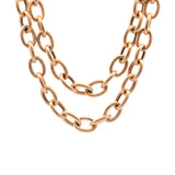 Custom 18K Yellow Gold Florentine Finish Oval Link Necklace, 32 Inches