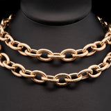 Custom 18K Yellow Gold Florentine Finish Oval Link Necklace, 32 Inches