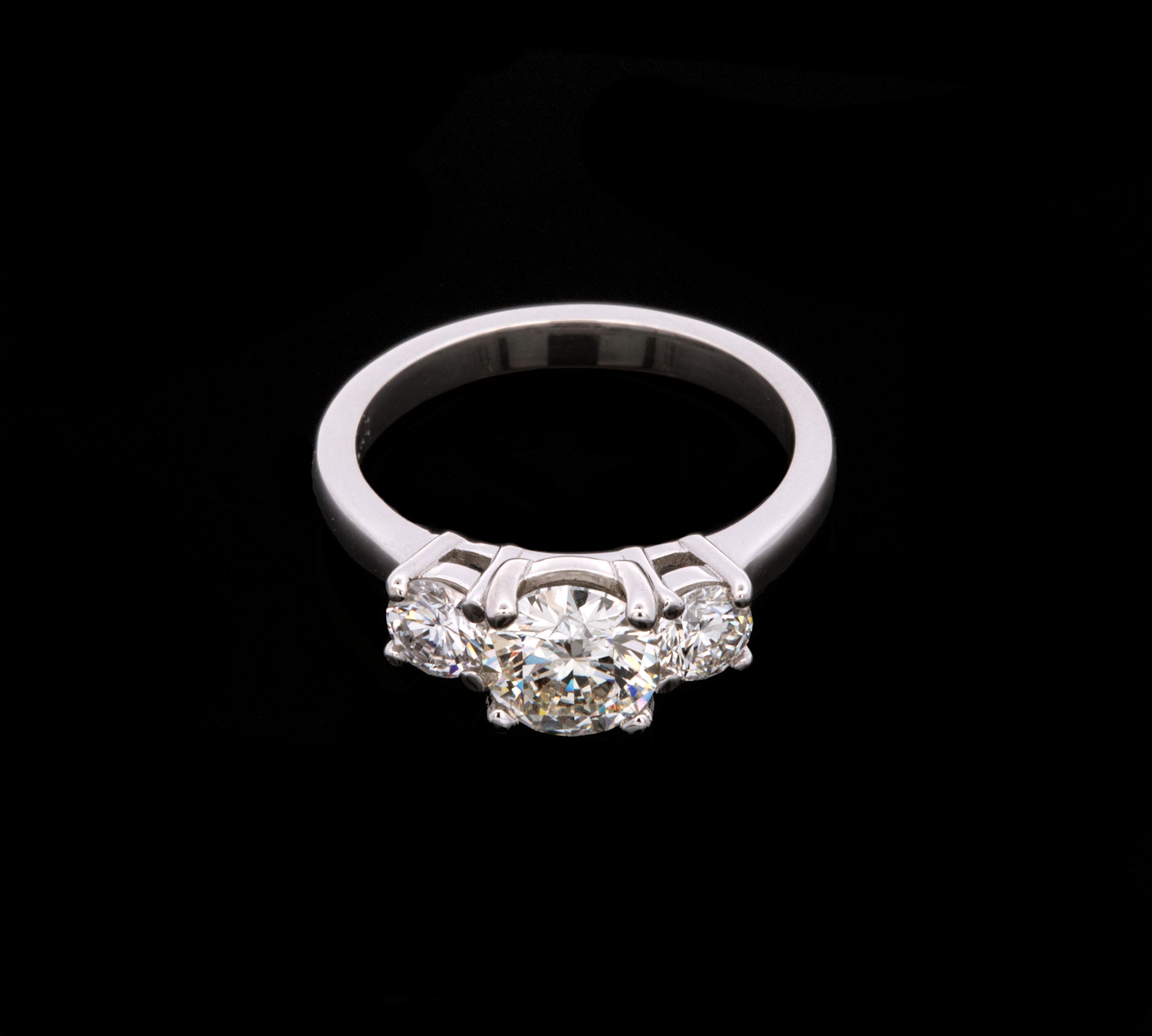Custom Platinum Three Stone Diamond Ring