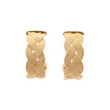 Custom 18K Yellow Gold Braided Half Hoop Stud Earrings