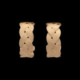 Custom 18K Yellow Gold Braided Half Hoop Stud Earrings