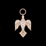 Custom 18K Yellow Gold Old Mine Cut Diamond Dove Pendant