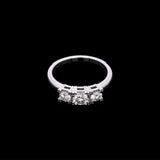Custom Platinum Three Stone 0.83ctw Old European Cut Diamond Ring With Milgrain
