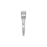 Custom Platinum Three Stone 0.83ctw Old European Cut Diamond Ring With Milgrain