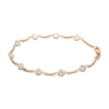 Custom 14K Yellow Gold Thin Bezel 3.02ctw Diamond Station Bracelet, 7.5 Inches