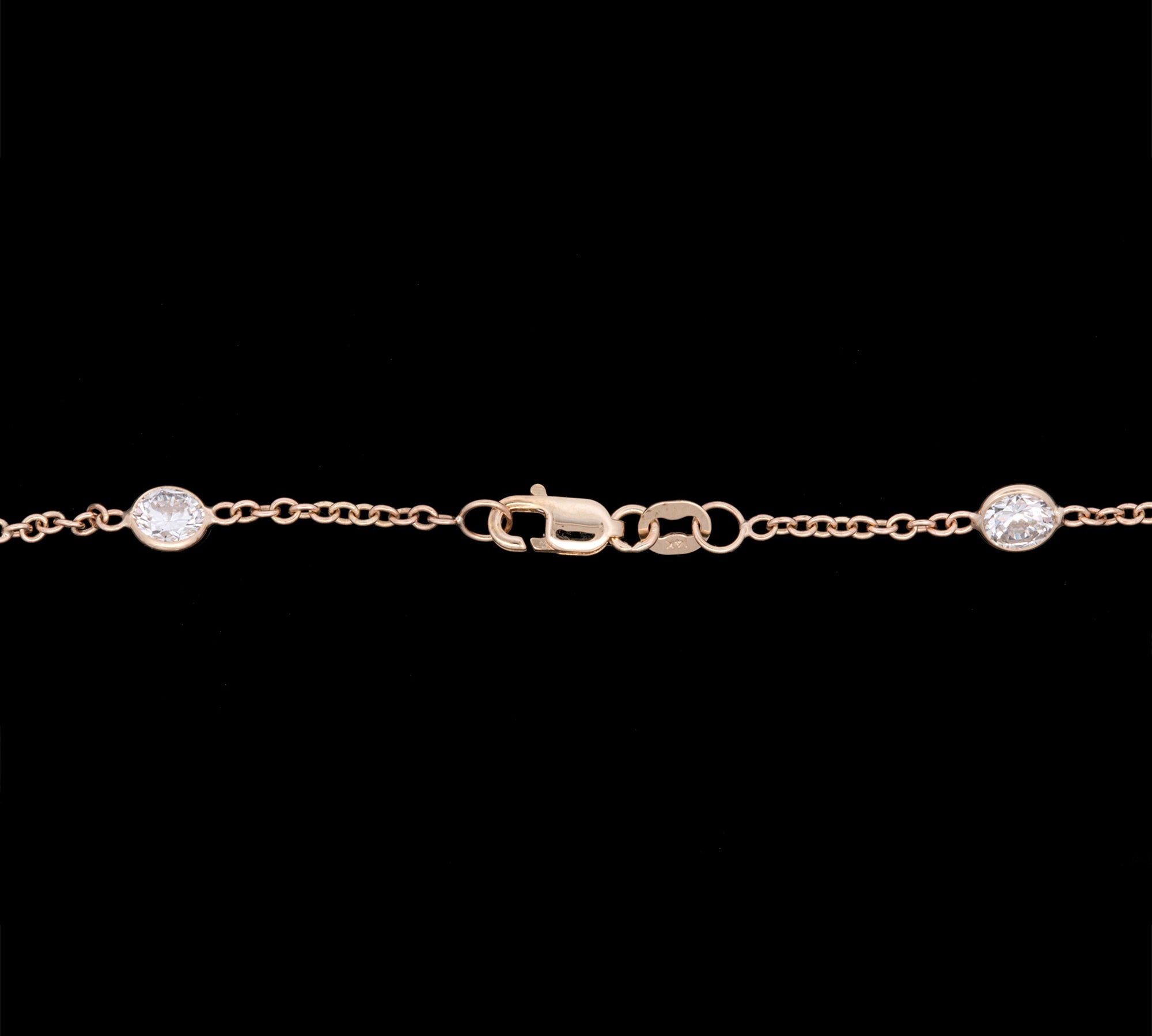 Custom 14K Yellow Gold Thin Bezel 3.02ctw Diamond Station Bracelet, 7.5 Inches