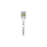 Custom 14K White Gold Bezel Set Alexandrite, Diamond, And Peridot Mother's Birthstone Ring