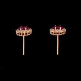 18K Yellow Gold Ruby And Diamond Halo Stud Earrings