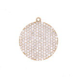 Custom 18K Yellow Gold Pave Diamond Disk Pendant