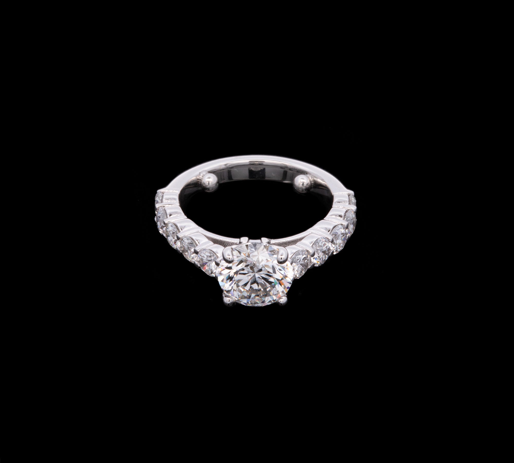 Custom Platinum Round Brilliant Diamond Engagement Ring