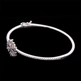 Custom 14K White Gold Diamond Snowflake Bangle Bracelet