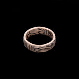 Custom 14K Yellow Gold 6mm Wide "Damascus" Patterns Wedding Band