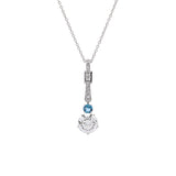 Custom Platinum Art Deco Inspired Dimond And Aquamarine Drop Pendant With 18 Inch Chain