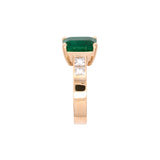 Custom 18K Yellow Gold Emerald And Bezel Set Princess Cut Diamond Ring