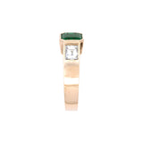 Custom 18K Yellow Gold Bezel Set Emerald Cut Emerald And Emerald Cut Diamond Ring