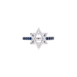 Custom 18K White Gold Diamond And Sapphire "Star Of David" Ring