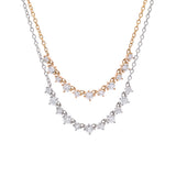 Custom Matching 18K Yellow And White Gold Eleven Round Diamond Station Necklace, 18 Inches With Jump Ring At 17 Inches