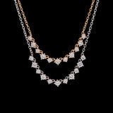 Custom Matching 18K Yellow And White Gold Eleven Round Diamond Station Necklace, 18 Inches With Jump Ring At 17 Inches