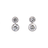 Custom 18K White Gold Old Mine Cut Diamond Stud Earrings
