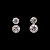 Custom 18K White Gold Old Mine Cut Diamond Stud Earrings